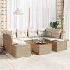 vidaXL Tuinbankenset met kussen 7 pcs Beige poly rattan
