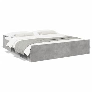 vidaXL Bedframe met lades bewerkt hout betongrijs 200x200 cm