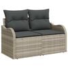 vidaXL Tuin Sofa Set met kussen met opslag 8 pcs Lichtgrijs Poly riet