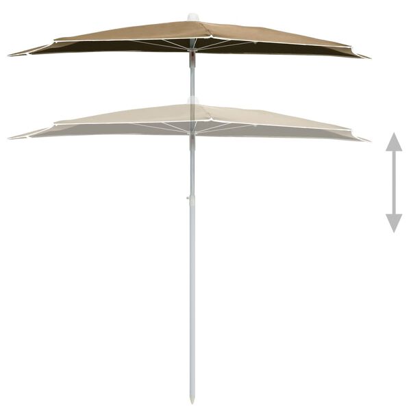 vidaXL Parasol half met paal 180x90 cm taupe