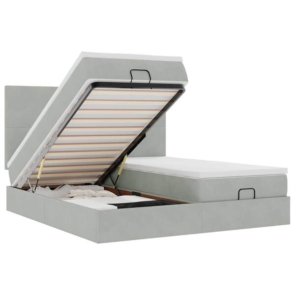 vidaXL Ottoman bed met matrassen 200x200cm fluweel lichtgrijs