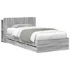 vidaXL Bedframe met opbergruimte en hoofdbord Grijs Sonoma 90 x 200 cm