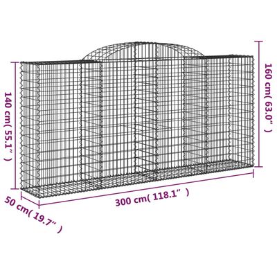 vidaXL Schanskorven 17 st gewelfd 300x50x140/160 cm ijzer