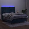 vidaXL Boxspring met matras en LED fluweel donkerblauw 140x190 cm
