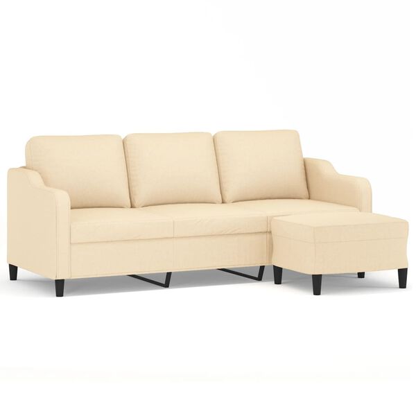 vidaXL Driezitsbank met voetenbank 180 cm stof cr&egrave;mekleurig