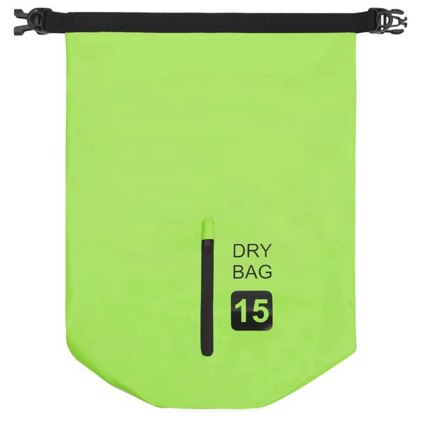 vidaXL Drybag met rits 15 L PVC groen