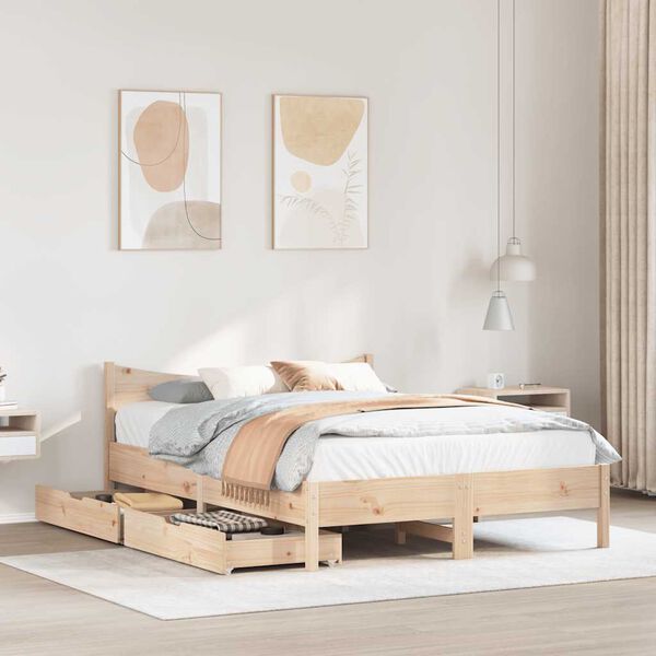 vidaXL Bedframe met lades massief grenenhout 120x190 cm