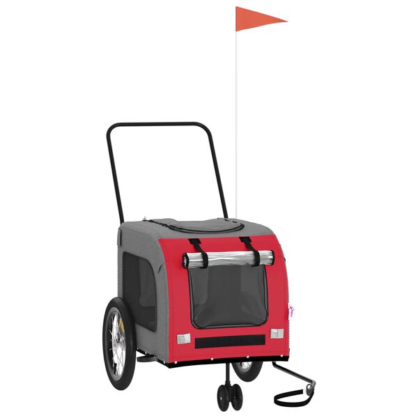 vidaXL Hondenfietstrailer oxford stof en ijzer rood en grijs