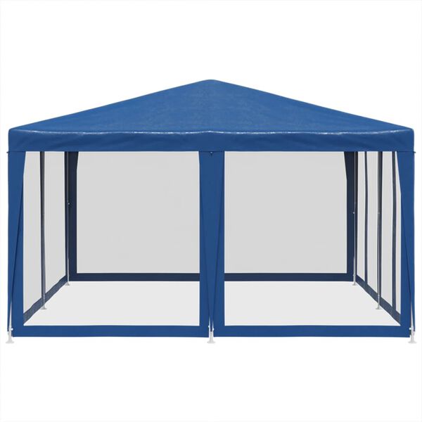 vidaXL Partytent met 8 mesh zijwanden 4x4 m HDPE blauw