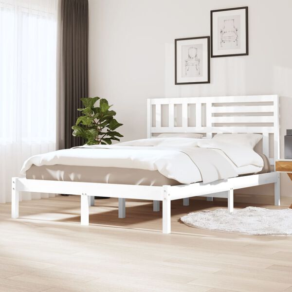 vidaXL Bedframe massief grenenhout wit 120x200 cm