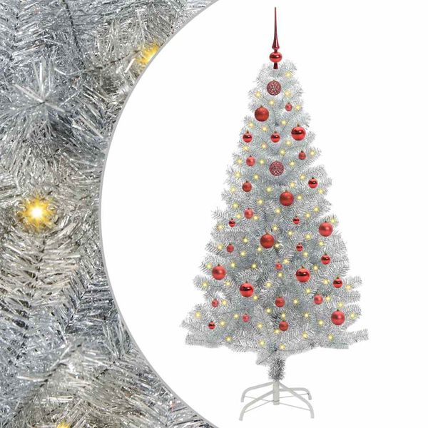 vidaXL Kerstboom met 150 LED met standaard Zilver 150 cm PET