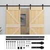 vidaXL Schuifdeur 2 st 80 x 210 cm Massief grenenhout Naturel en Zwart