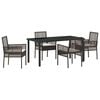 vidaXL Tuin eettafelset 5 pcs Bruin poly rattan