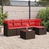 vidaXL 6-delige Loungeset met kussens poly rattan bruin