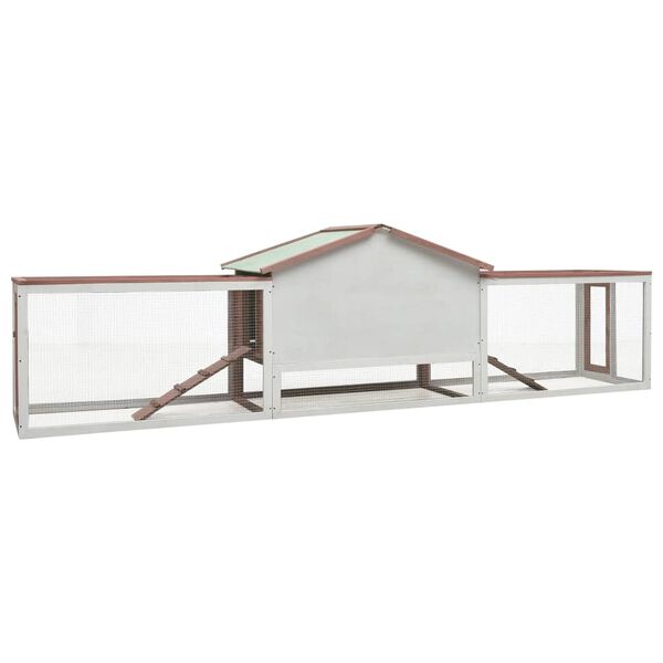 vidaXL Konijnenhok 310x70x87 cm massief grenen- en vurenhout mokka