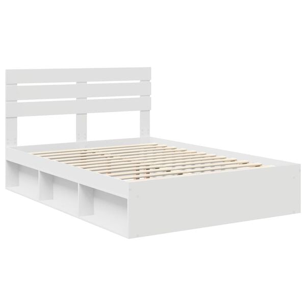 vidaXL Bedframe met hoofdeinde Wit 150 x 200 cm Massief grenenhout