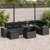 vidaXL 8-delige Loungeset met kussens poly rattan zwart