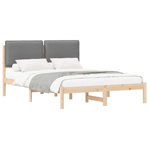 vidaXL Bedframe met Gevoerd Hoofdgedeelte Lichtgrijs 140 x 190 cm