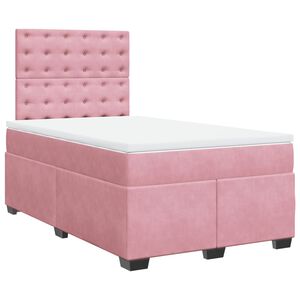 vidaXL Boxspring met matras fluweel roze 120x200 cm
