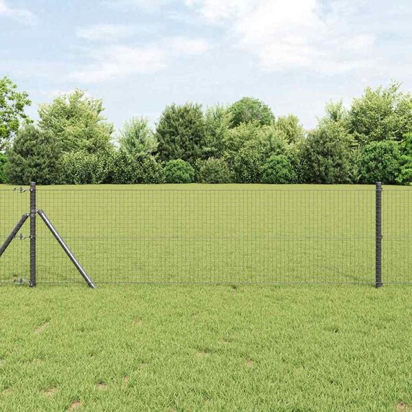 vidaXL Hecke met palen Grijs 0.6 x 25 m Staal