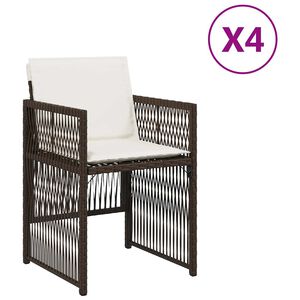 vidaXL Tuinstoelen 4 st met kussens poly rattan bruin