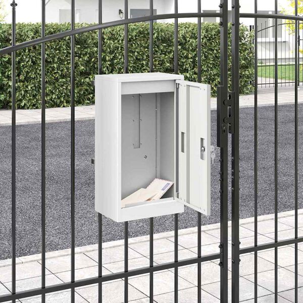 vidaXL Brievenbus met opslag met de deur Wit 30 x 20 x 55 cm Staal