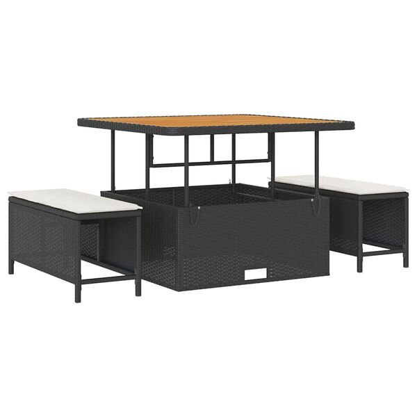 vidaXL Tuin Sofa Set met kussen met opslag 12 pcs Zwart en Cr&egrave;me