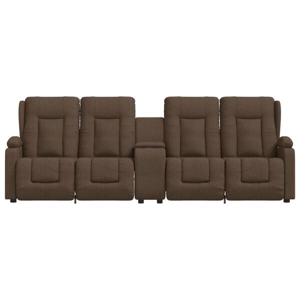 vidaXL Massagestoel 4-zits verstelbaar met bekerhouders stof bruin