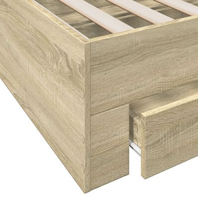 vidaXL Bedframe met lades bewerkt hout sonoma eikenkleurig 90x200 cm