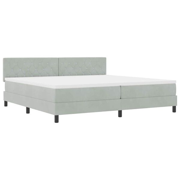 vidaXL Boxspringbed met matras Lichtgrijs 200 x 200 cm Fluweel