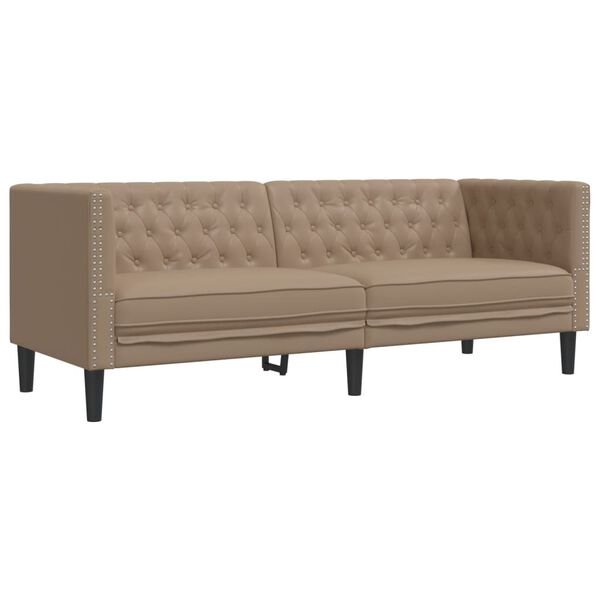 vidaXL 2-delige Loungeset Chesterfield-stijl kunstleer cappuccinokleur