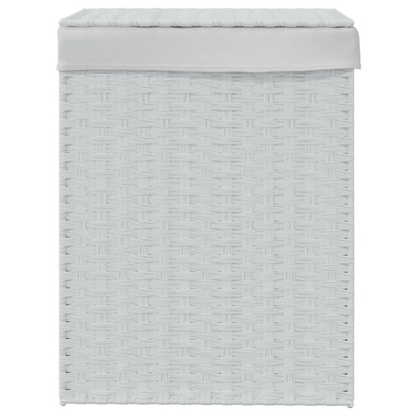 vidaXL Wasmand met deksel 46x33x60 cm poly rattan wit