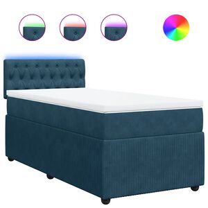 vidaXL Boxspring met matras fluweel blauw 80x200 cm