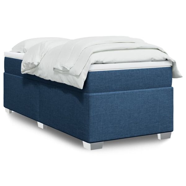 vidaXL Boxspring met matras stof blauw 90x200 cm