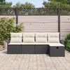 vidaXL Tuinbankenset met kussen 5 pcs Zwart en Cr&egrave;me poly rattan