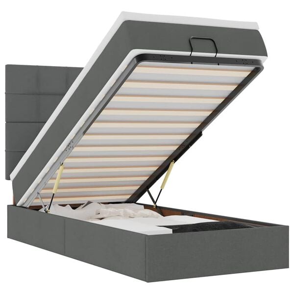 vidaXL Ottoman bed met matras 80x200cm stof donkergrijs