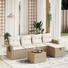 vidaXL 6-delige Loungeset met kussens poly rattan beige