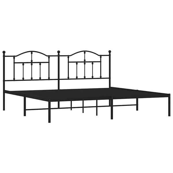vidaXL Bedframe met hoofdbord metaal zwart 200x200 cm