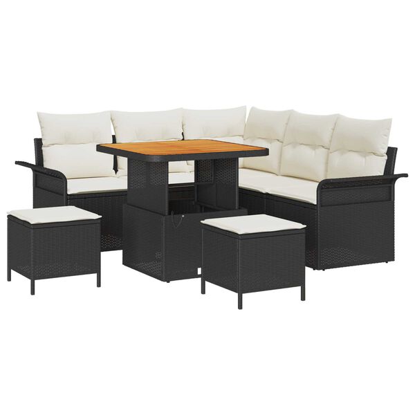 vidaXL Tuin Sofa Set met kussen met opslag 8 pcs Zwart en Cr&egrave;me