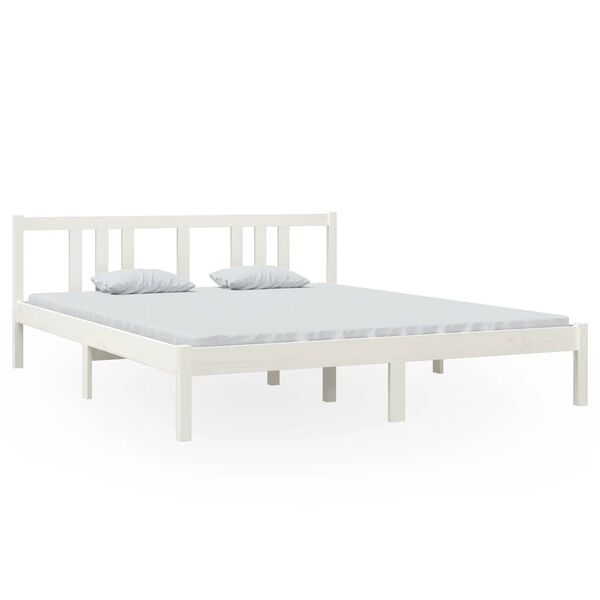 vidaXL Bedframe massief hout wit 160x200 cm
