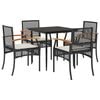 vidaXL 5-delige Tuinset met kussens poly rattan zwart