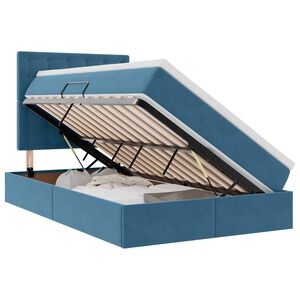 vidaXL Opbergbed met LED met matras met LED Blauw 120 x 190 cm Fluweel