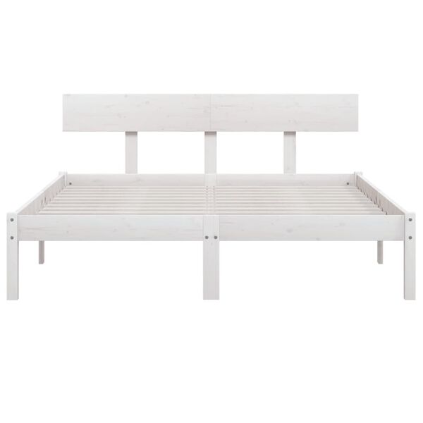 vidaXL Bedframe massief grenenhout wit 135x190 cm 4FT6 Double