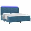 vidaXL LED Boxspring Bed met Matras Geruit Blauw 200 x 200 cm Fluweel