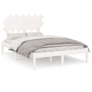 vidaXL Bedframe massief hout wit 135x190 cm