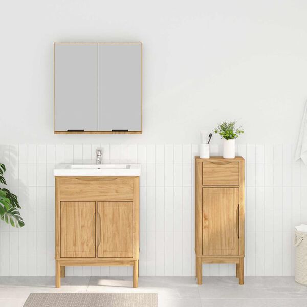 vidaXL Badkamermeubelset FLORO 2 pcs Wasbruin Massief Vurenhout