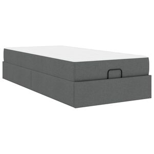 vidaXL Bedframe met matras 2 pcs Dim Grijs Stof