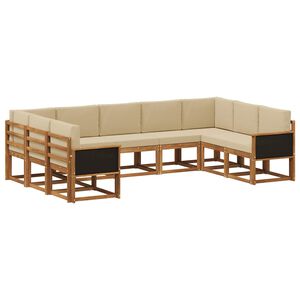 vidaXL Buiten bankenset 9 pcs Natuurlijk en Beige Massief Acaciahout
