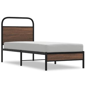 vidaXL Bedframe zonder matras bewerkt hout bruin eikenkleur 75x190 cm