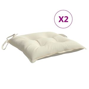 vidaXL Stoelkussens 2 st 40x40x7 cm stof cr&egrave;mewit